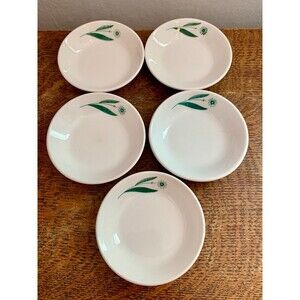 5X Set Homer Laughlin USA Green Field Condiment/Dipping Bowls VTG Caribe Mcnicol